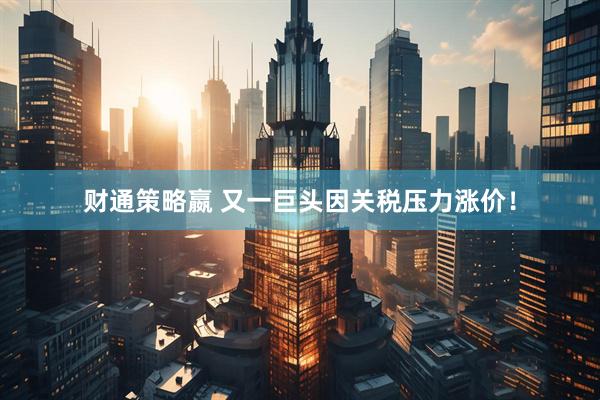 财通策略嬴 又一巨头因关税压力涨价！